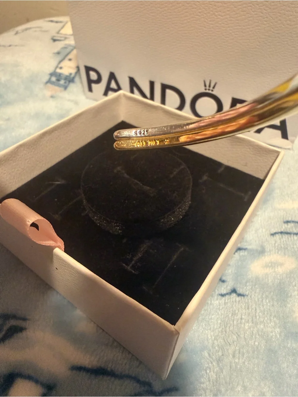 Pandora Essence Two-Tone Gold and Silver Twist Bangle